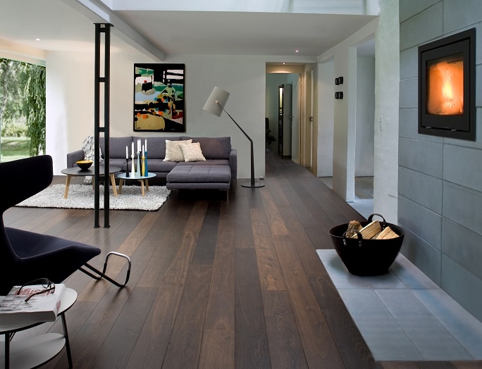 Natural wooden flooring in apartment.