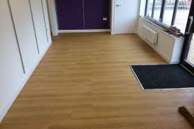 The flooring we laid in the charity shop.