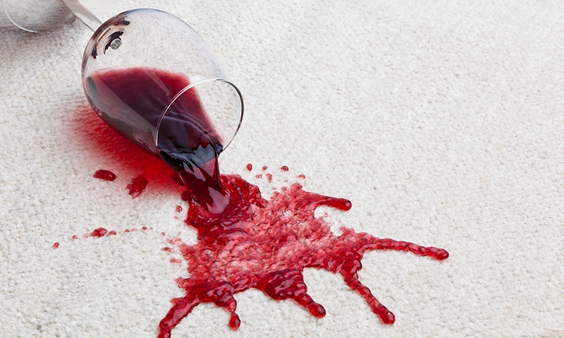 Wine spilt on a cream carpet at Christmas. 