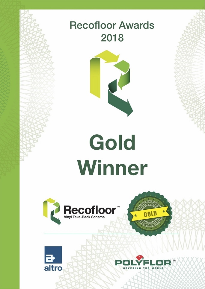 The Recofloor Gold award certificate.