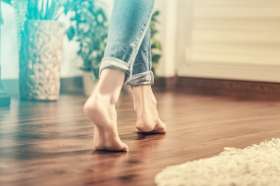 A wooden floor with underfloor heating