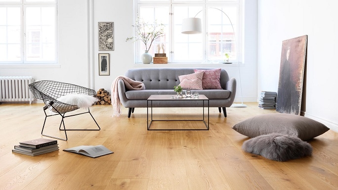 Wood effect vinyl flooring in a lounge